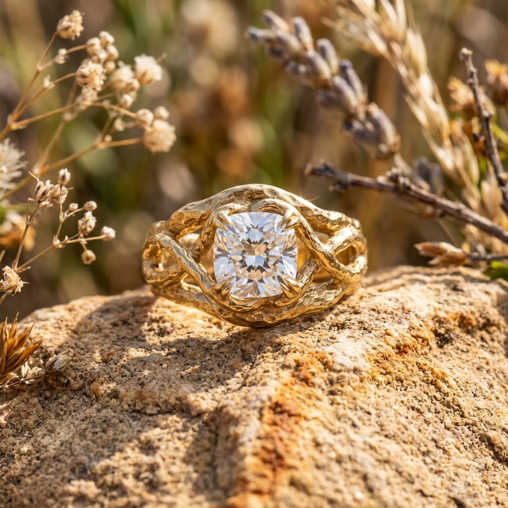 Aurum Solitaire Cushion Ring